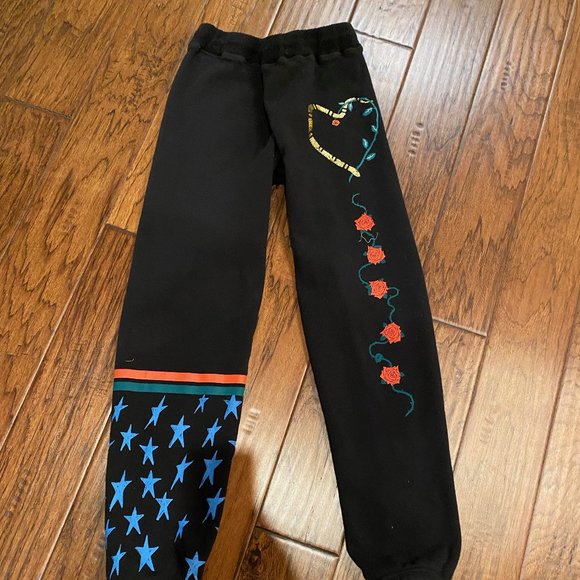 Lauren Moshi Pants - Lauren Moshi Graphic Rose Tatoo Sweatpants Size Sm